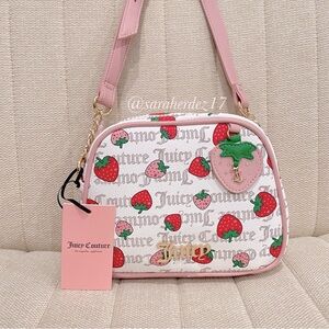 NEW Juicy Couture‎ White Pink Diamond Freshly Picked Strawberry Crossbody Bag